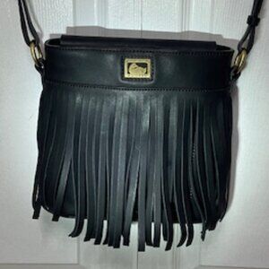 Dooney and Bourke Jessie Fringe All leather Crossbody in Black